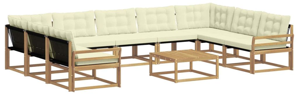 vidaXL Outdoor-Sofagarnitur mit Kissen 10 pcs Weiß und Creme