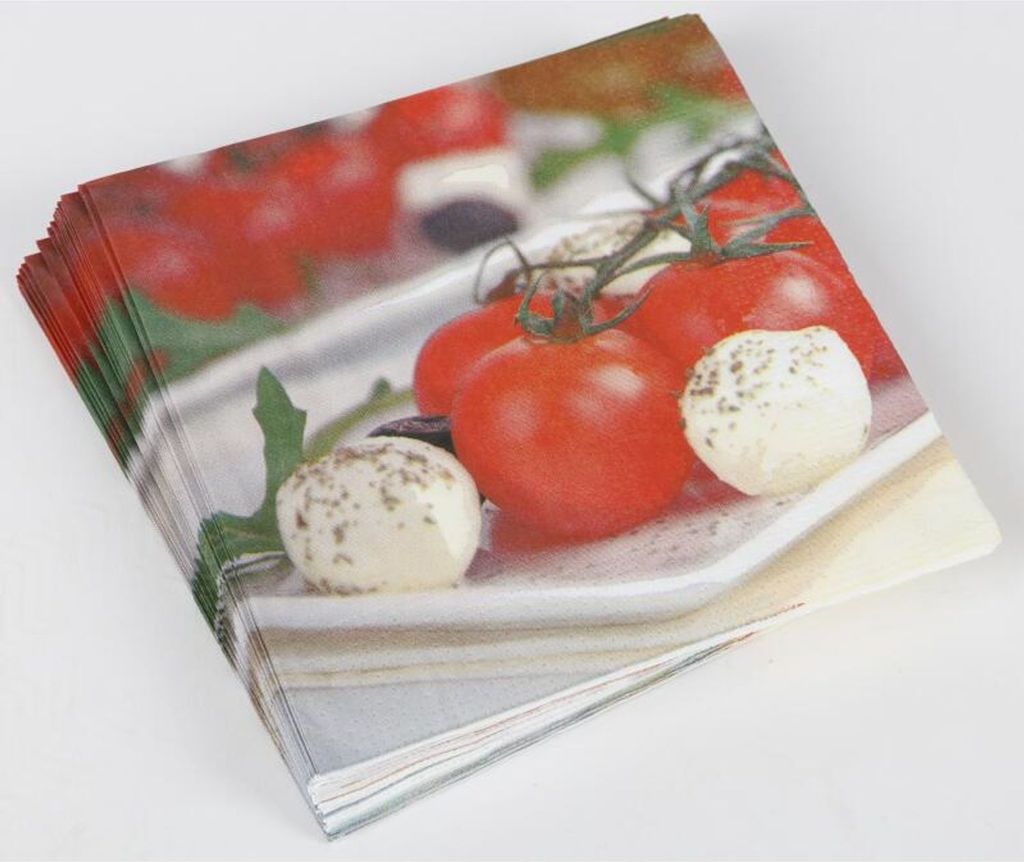 BURI 24x 20er Packung Servietten 33x33cm 3-lagig Papiertuch Tomate 480 Stück