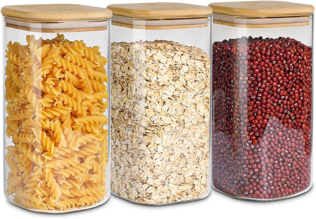 1,2-Liter-Glas-Set mit 4 luftdichten Vorratsgläsern und Deckeln