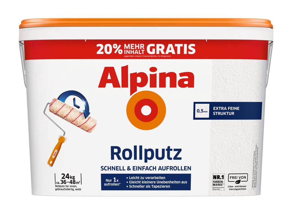 Alpina Rollputz 24 kg 0,5 mm Körnung weiß