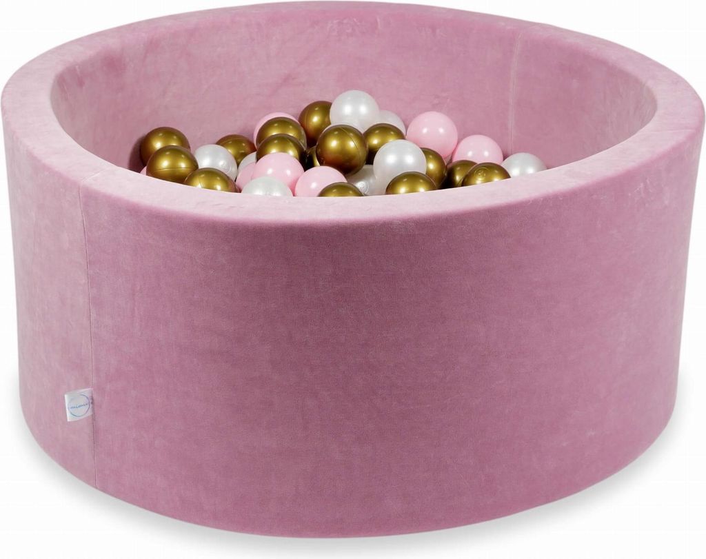 Trockenbecken 90x40cm Velvet Soft Pink mit 300 Bällen: Perlmutt, Altgold, Hellrosa