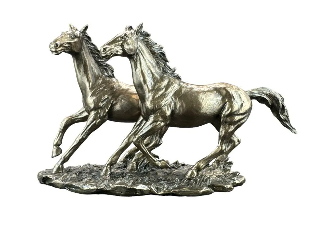 Sculpture Chevaux au galop Veronese WU76436A4 en bronze de 26 cm