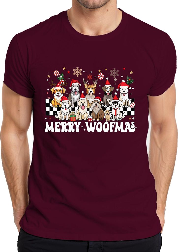 Merry Woofmas Hund Hunde Hundehalter - Weihnachten Xmas Christmas Herren T-Shirt, Burgundy, S