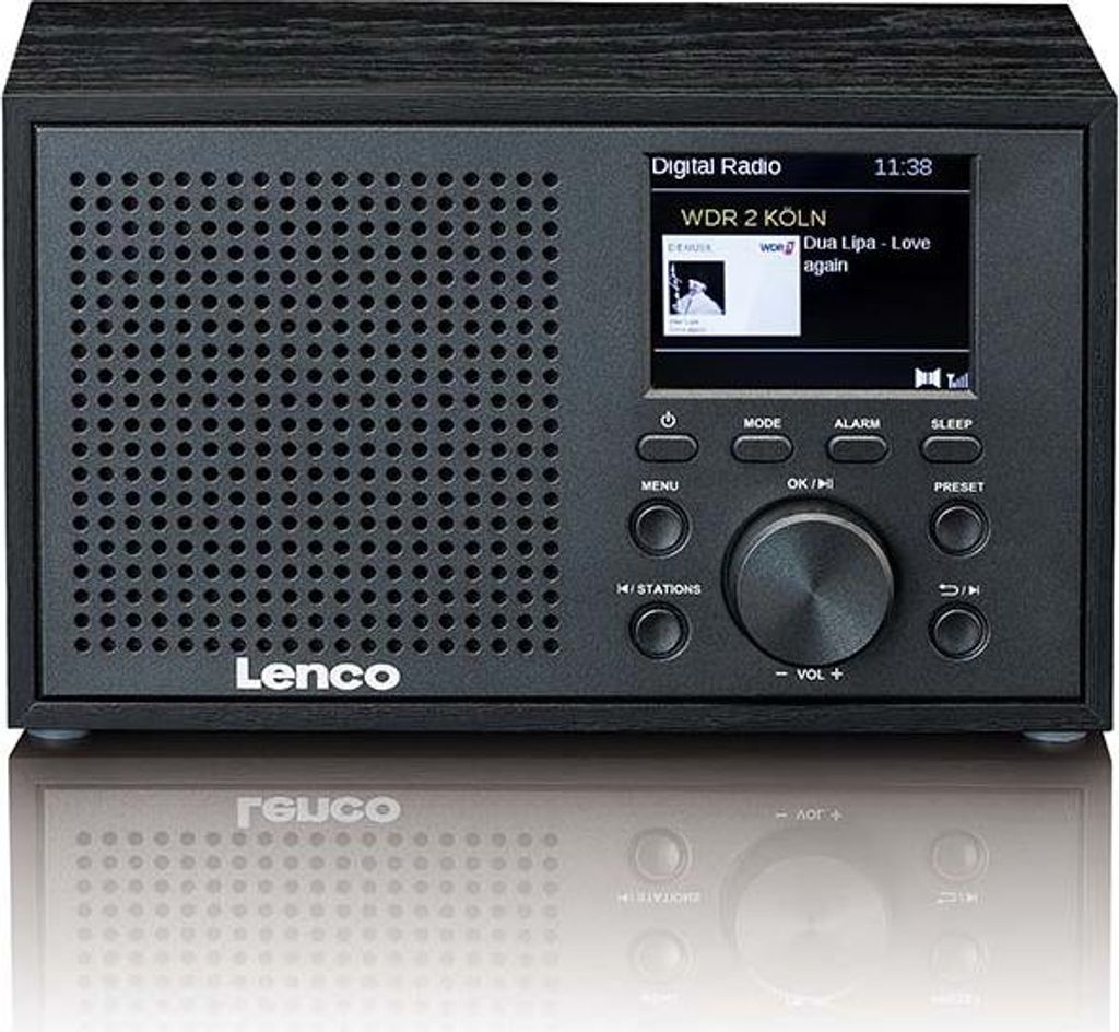 Lenco DAR-017BK - Kompaktes und stilvolles DAB+/FM-Radio mit Bluetooth und Holzgehäuse - Batterie- und Netzradio