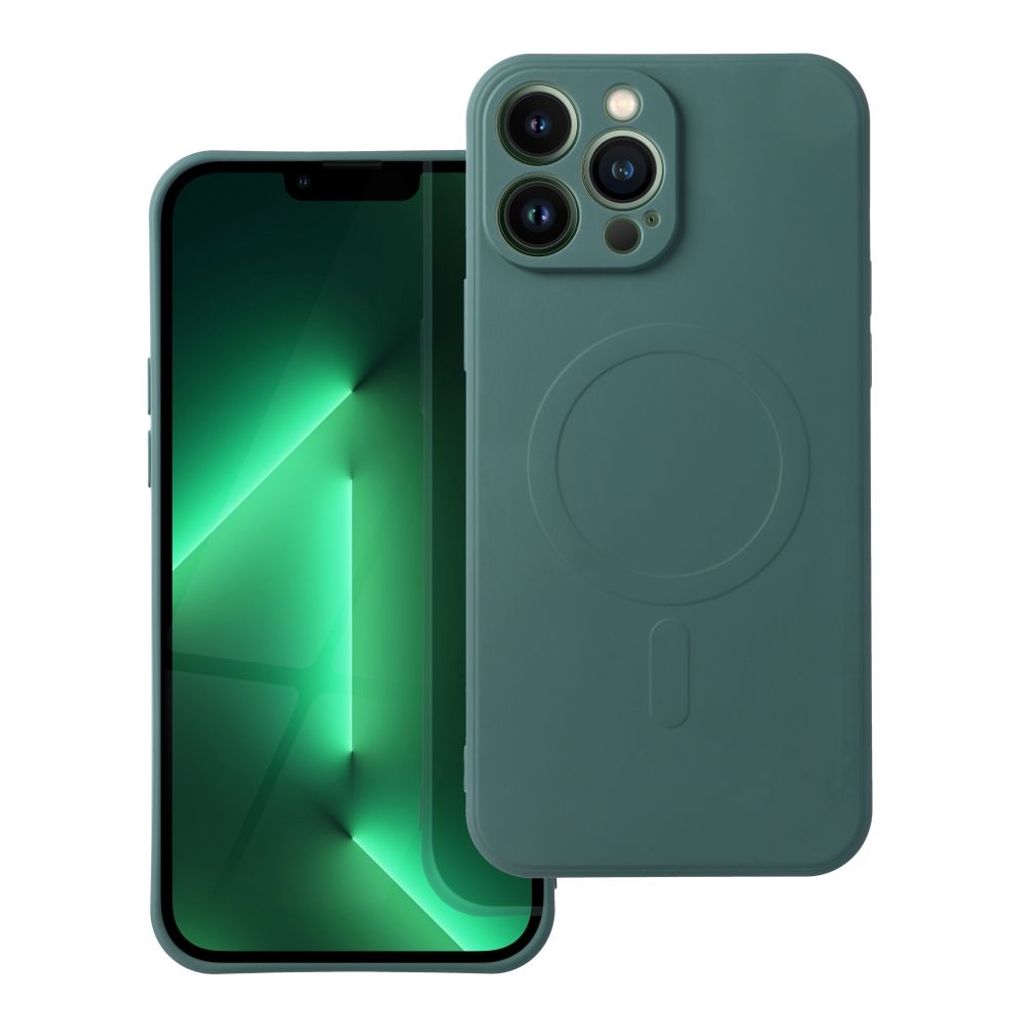 Case passend für iPhone 13 PRO Silicone Mag Cover kompatibel mit MagSafe dark green