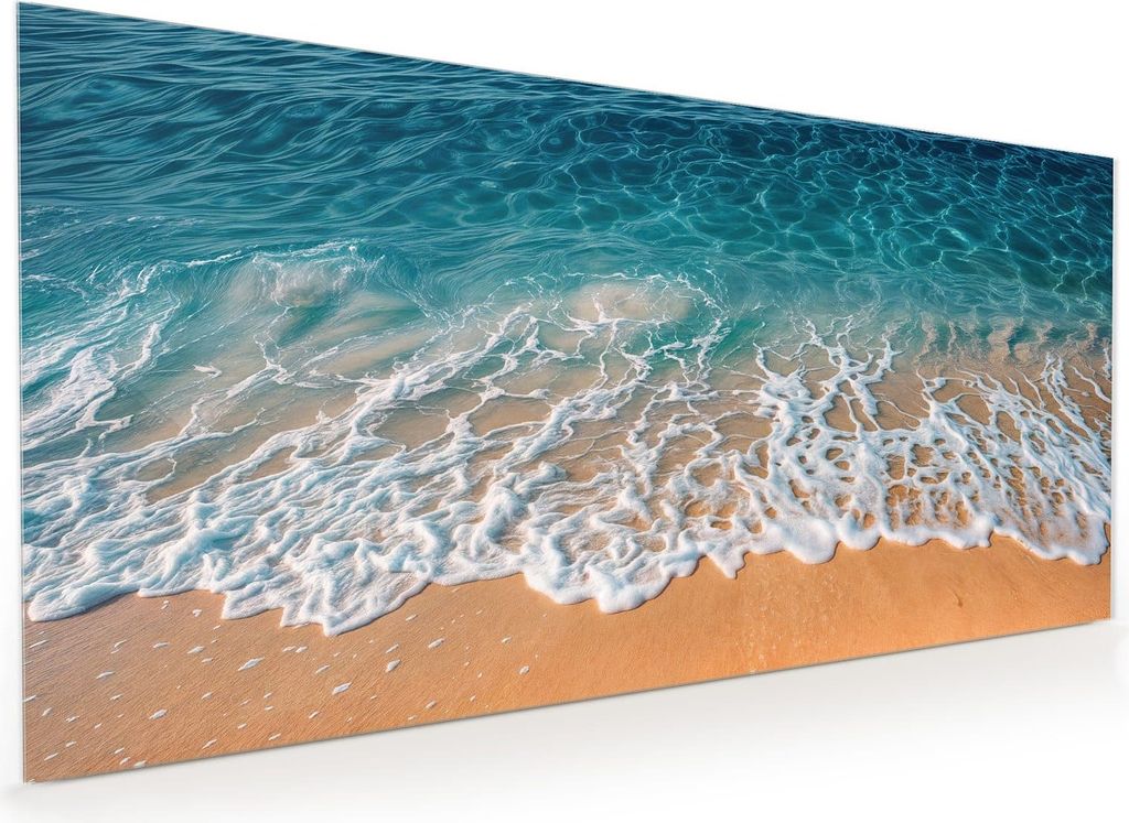 Küchenrückwand Spritzschutz Glas mit Motiv Strand und Wellen 40 x 40 cm