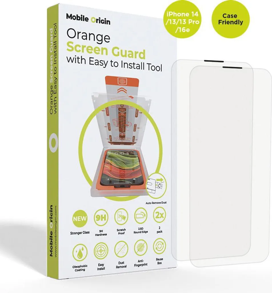2 Pack Mobile Origin Screen Guard iPhone 14 / 13 Pro con Applicatore Facile - 5