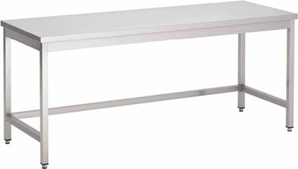 Arbeitstisch aus Edelstahl ohne Grundboden, 1600(L)x700(T)x880(H)mm.