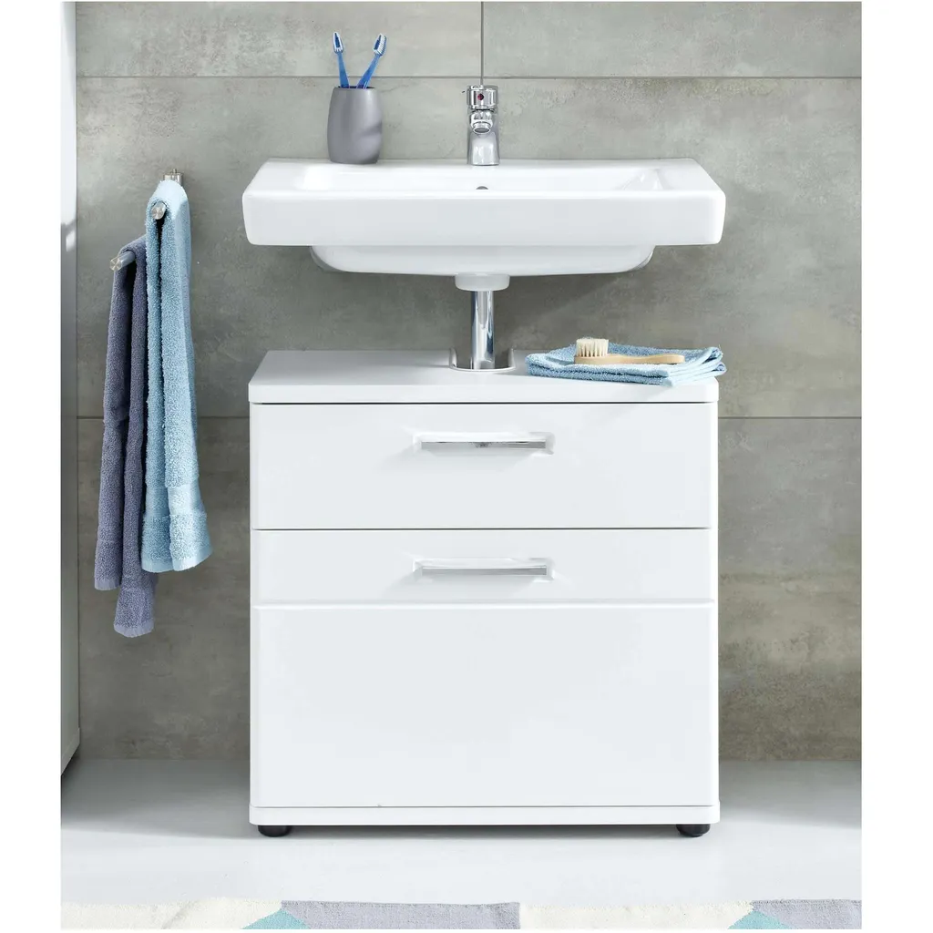 Support de Lavabo Blanc Mat 60cm - Structure Renforcée et Gain de Place - 3
