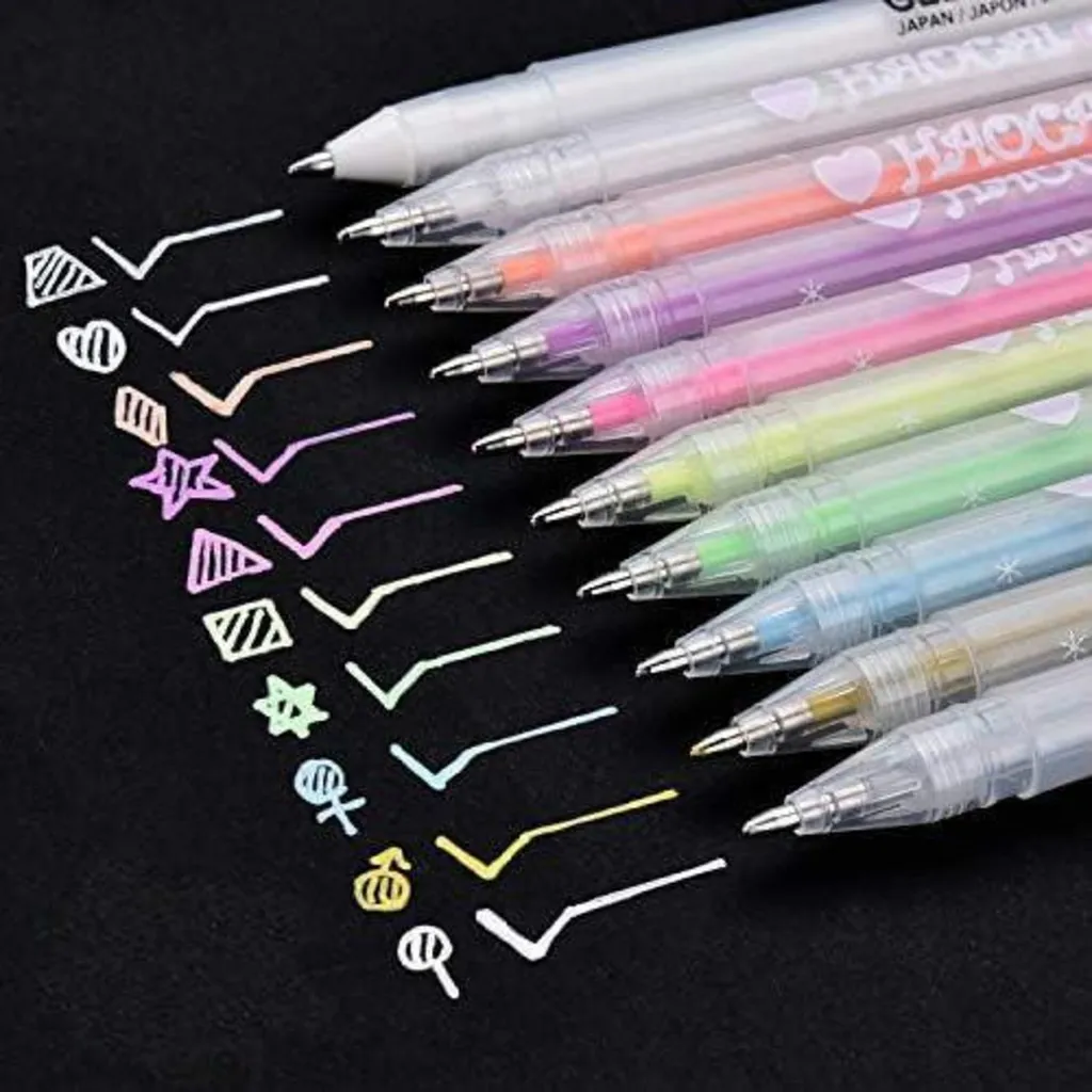 Stylos Gel Pointe Fine 0.8mm à Effet Pailleté Néon pour Dessin et DIY