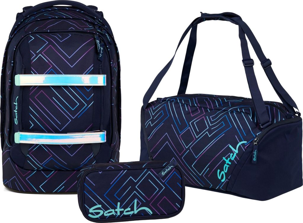 Satch, Schulrucksack-Set PACK Purple Laser 3-teilg, ab 5. Produktbild 