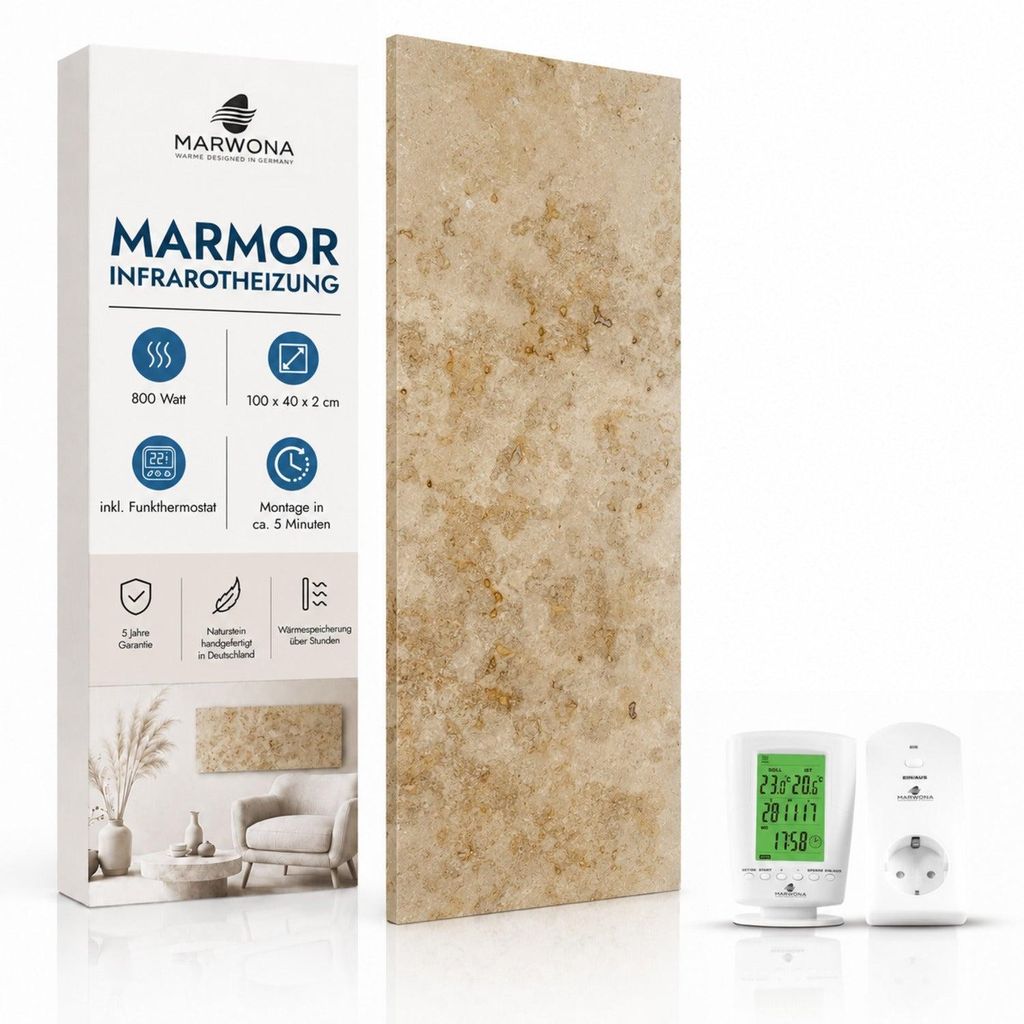Marwona Jura Infrarotheizung 800 W mit Funkthermostat –  Produktbild 