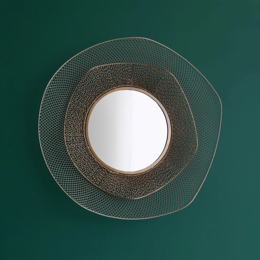 Grand miroir organique 79 cm cadre fin métal noir - Style Moderne