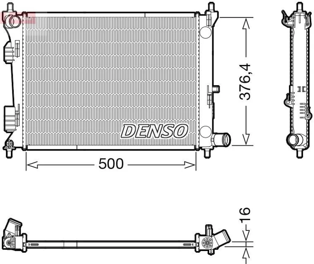Radiateur DENSO DRM41017 robuste en aluminium pour Kia Rio III et Hyundai i20