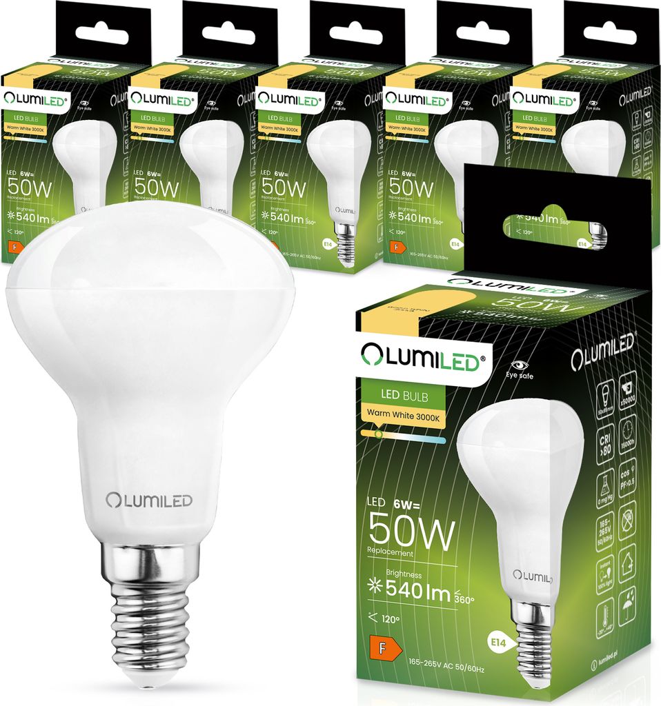 LUMILED LED žiarovky E14 R50 6W žiarovka nahrádza 50W 6 Obrázok produktu 