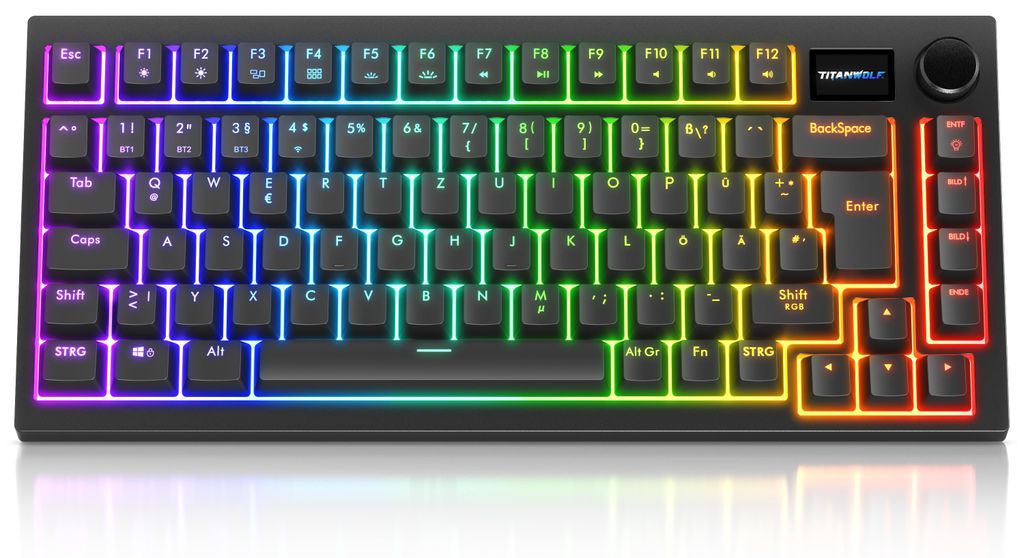 Titanwolf ALPHA mechanische Gaming Tastatur TKL, RGB Produktbild 