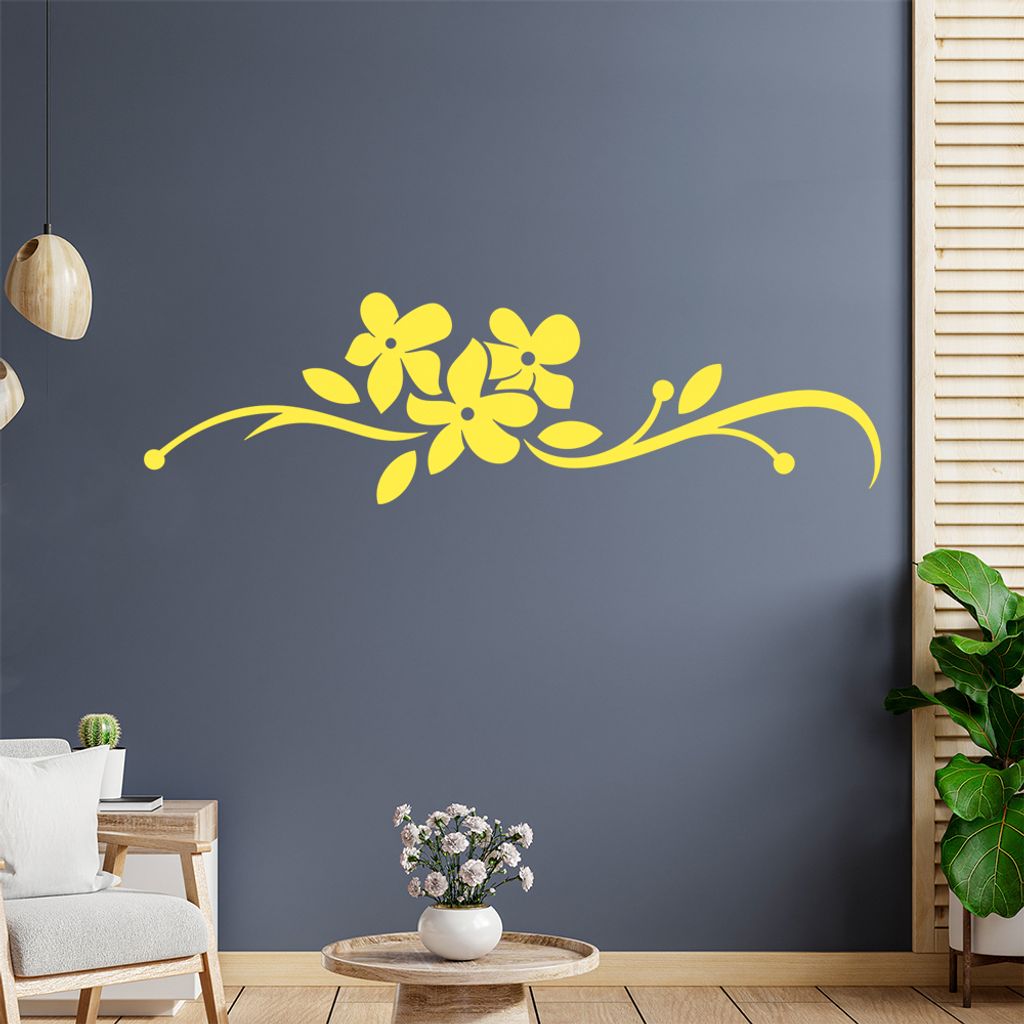 Blumen - Linien Wandtattoo in 6 Größen - Wandaufkleber Wall Sticker - Dekoration, Küche, Wohnzimmer, Schlafzimmer, Badezimmer