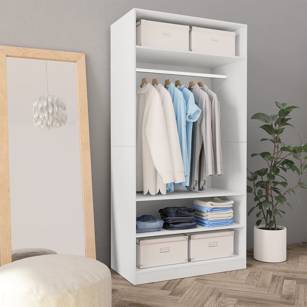vidaXL Kleiderschrank Weiß 100×50×200 cm Holzwerkstoff Produktbild 