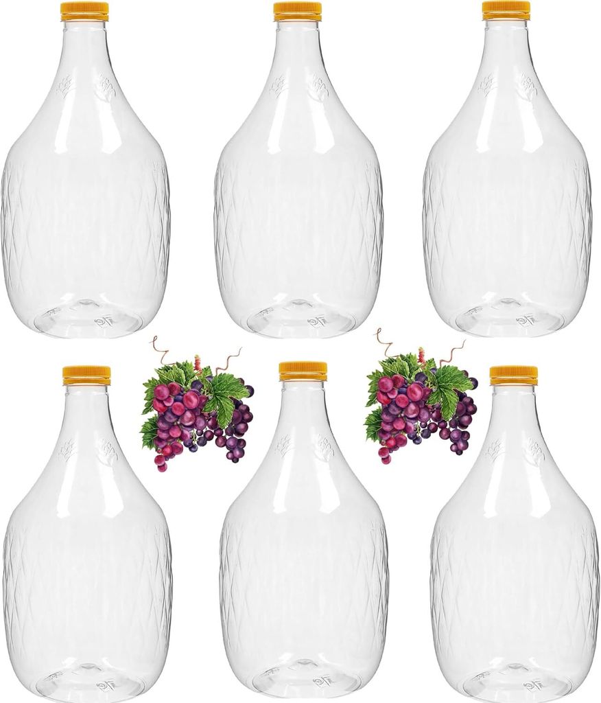 6 x 5L Weinflasche Weinballon aus Kunstoff GÄRBALLON Ballonflasche Gallone