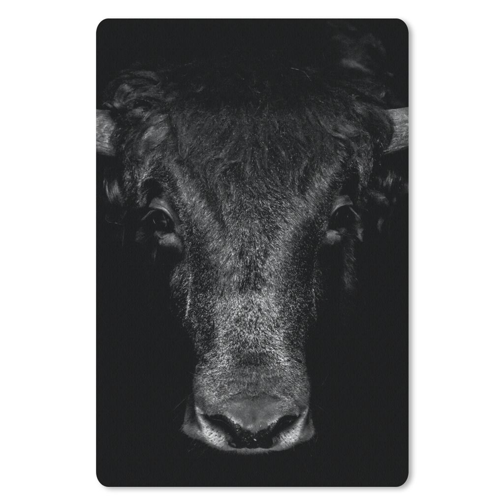 MuchoWow Mauspad Mousepad Taurus - Tiere - Schwarz - Weiß 40x60 cm - Mousepads - Maus Mat - Pad - Mausunterlage - Schreibtisch Accesoire