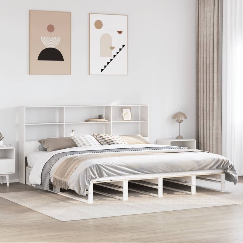 Maison Exclusive - Massivholzbett mit Regal ohne Matratze Weiß 180x200 cm