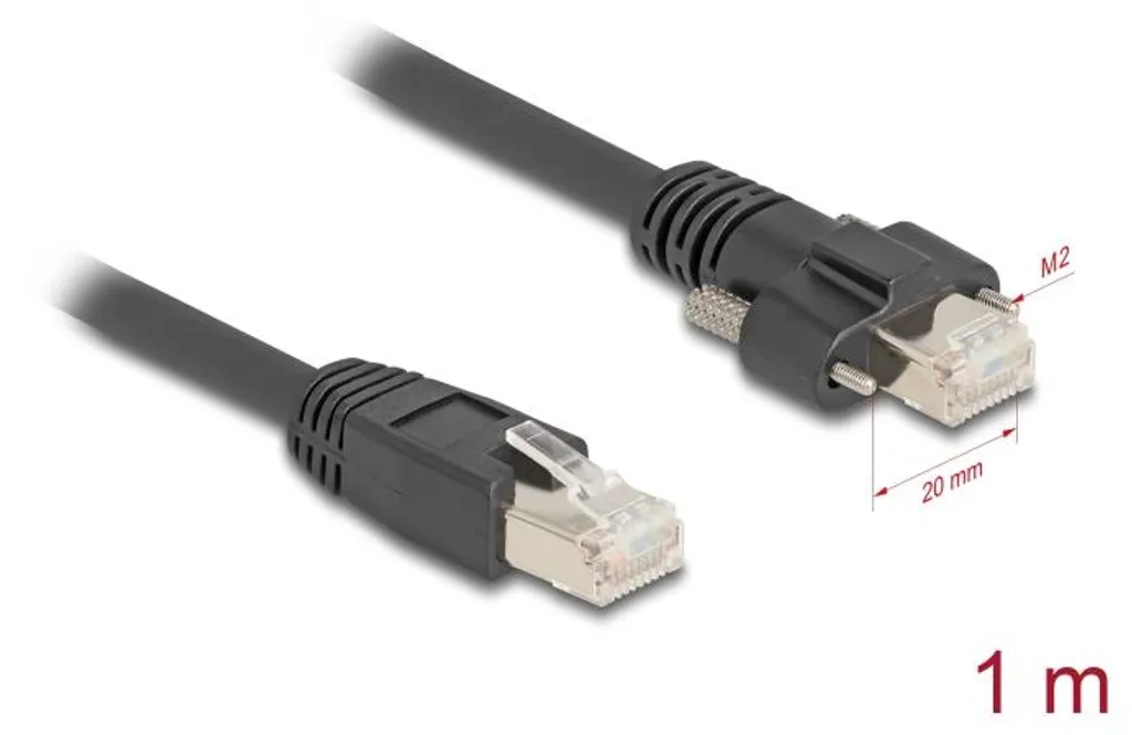 Câble RJ45 Delock mâle mâle avec vis de fixation pas 20mm 2m - 3