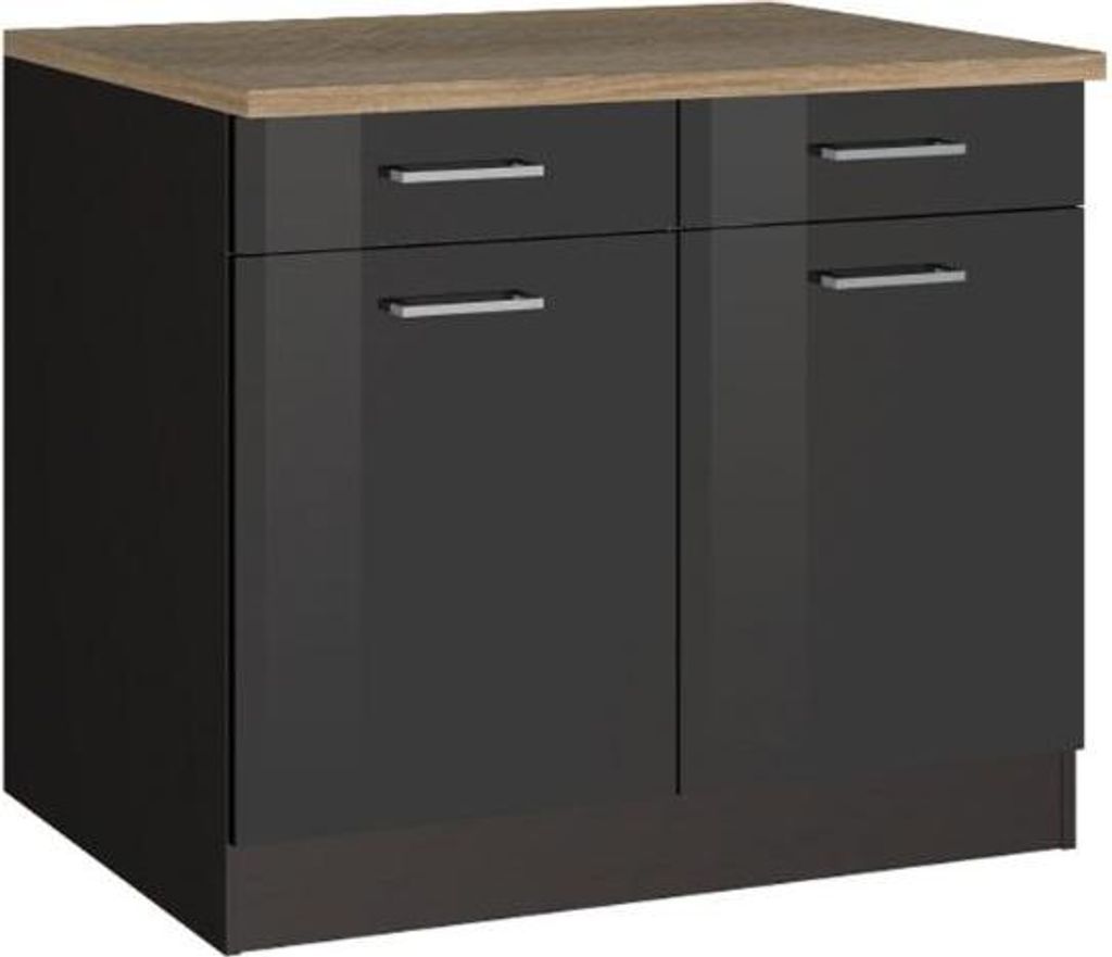 Held Möbel Unterschrankkorpus Mailand BxTxH 100 x 60 x 85 cm grau hochglanz zerlegt 423.6211