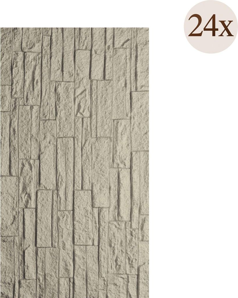 Dmora Dekotafel Nulvi 60x2,5 cm Grau, Set mit 24, Leicht zu Schneiden, Einfach zu Montieren, Realistische Textur