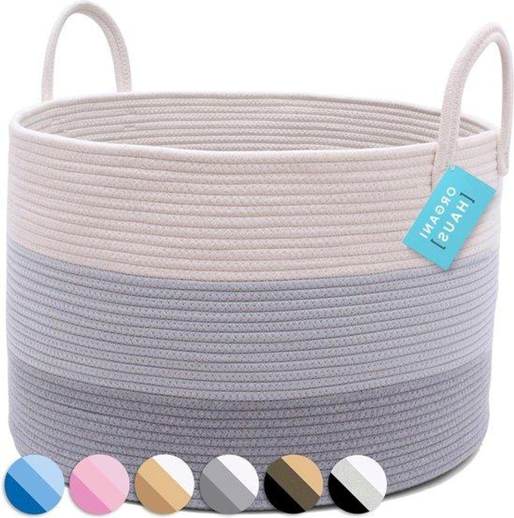 XXL katoen Organizer für Dekorative Kleidung - Organizer für Baby und Kinderzimmer Spielzeug - Kissen und Decken Organizer (grau)
