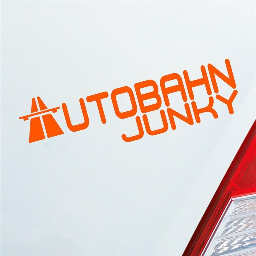 Auto Aufkleber Autobahn Junky Tuning Racing 15x5 cm Orange Sticker Heckscheibenaufkleber