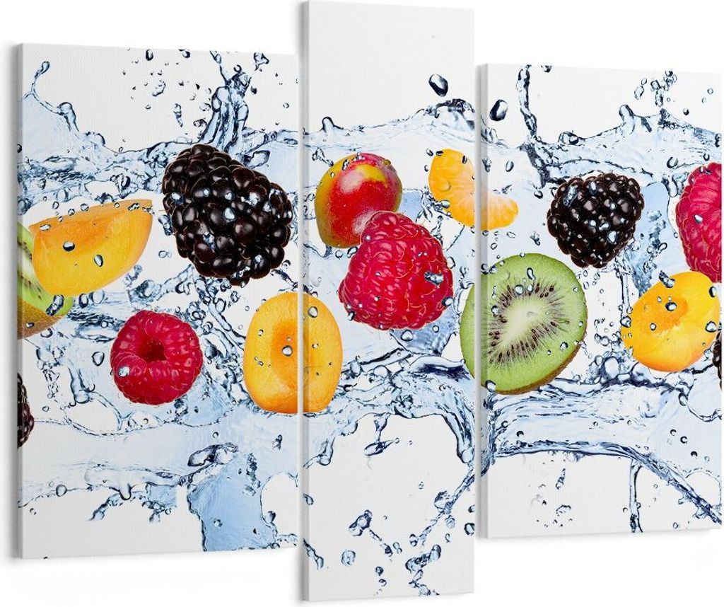 Bild auf Leinwand - Leinwandbild - Wasser Früchte frisch Essen - 95x80cm - Wand Bild - Wanddeko - Leinwanddruck - Bilder - Kunstdruck - Wanddekora...