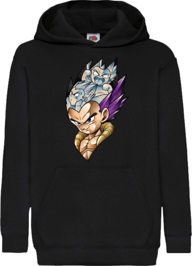 Kinder Kapuzenpullover Dragon Anime Manga Ball Z Vegeta 01, 7-8 Jahr - 128 / Schwarz