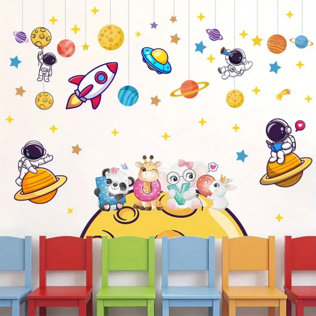 Niedliche Aquarell Astronauten Tier Wandaufkleber