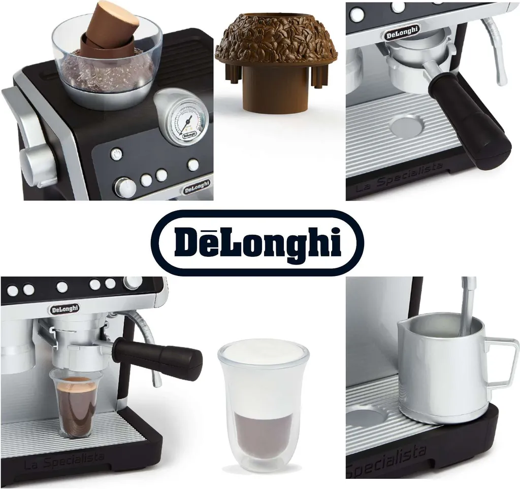 Machine à café DeLonghi Casdon réaliste avec accessoires et mousse