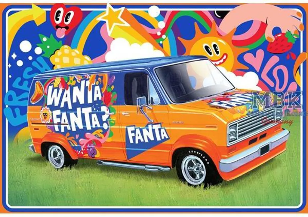 Réédition AMT 1977 Ford Custom Van Fanta : kit complet haute précision