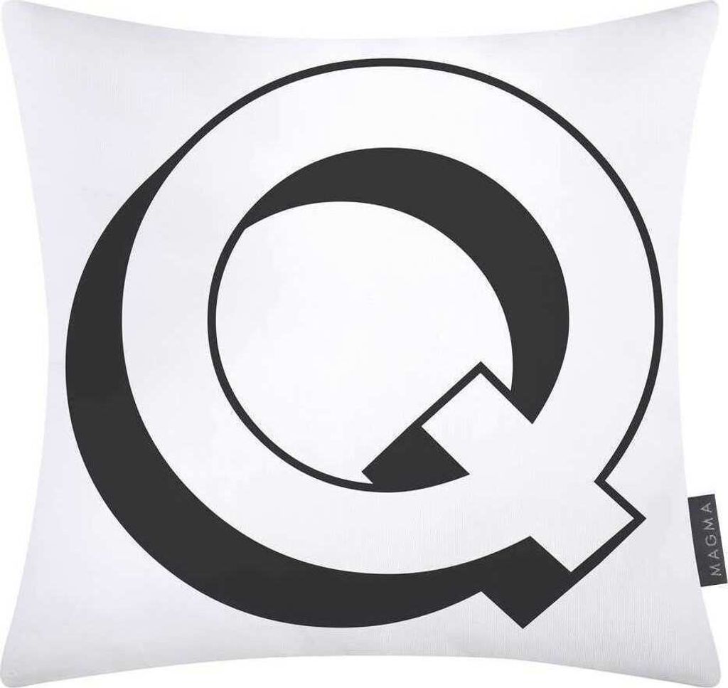 Magma Kissenhülle Buchstabe Buchstaben Weiß 100% Baumwolle Reißverschluss Kissenbezug Dekokissen Sofakissen Zierkissen 40x40 cm Weiß