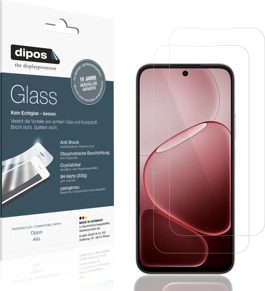 Guida alla Protezione Oppo A6s: Vetro Flessibile 9H dipos (2 Pezzi)