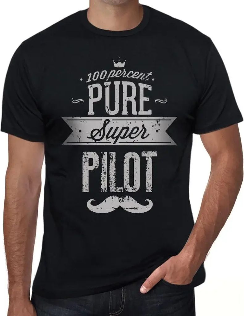Herren Grafik T-Shirt 100% reiner Superpilot – 100% Pure Super Pilot – Öko-Verantwortlich Vintage Jahrgang Kurzarm Lustige Druck Geburtstag Ge...