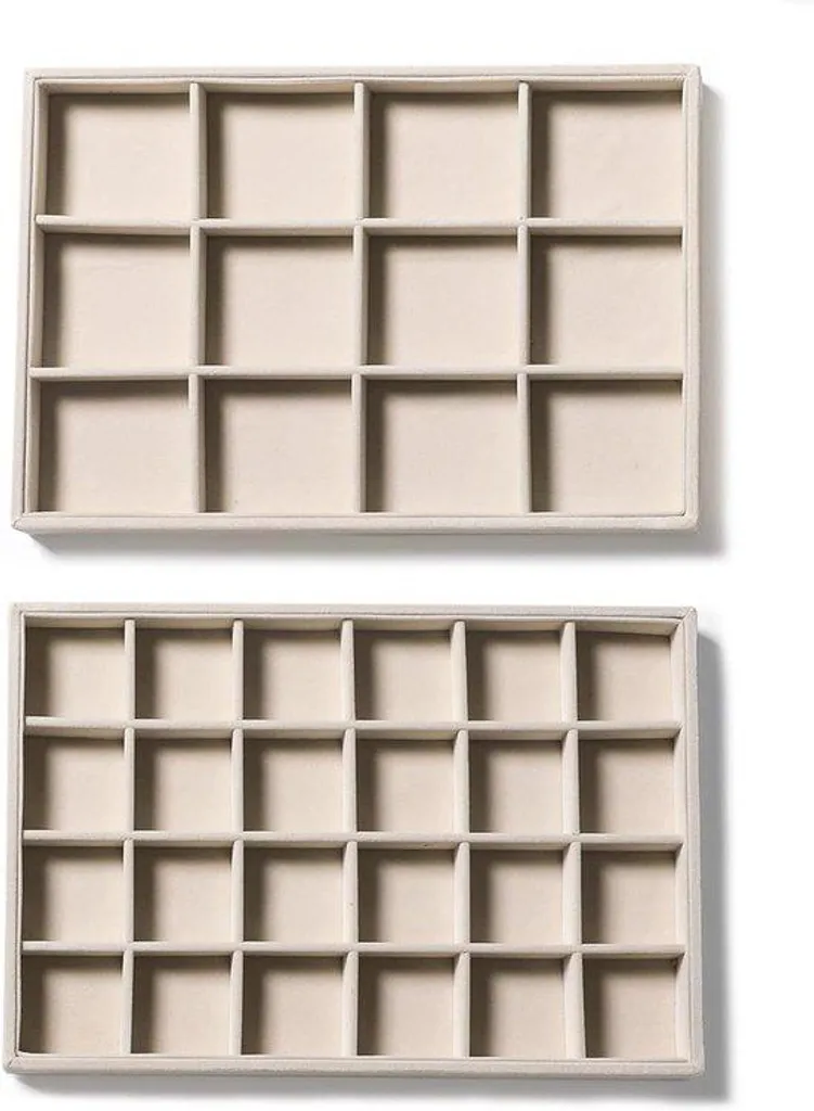 Boîte de rangement avec miroir beige 2 pièces : organisateur maquillage