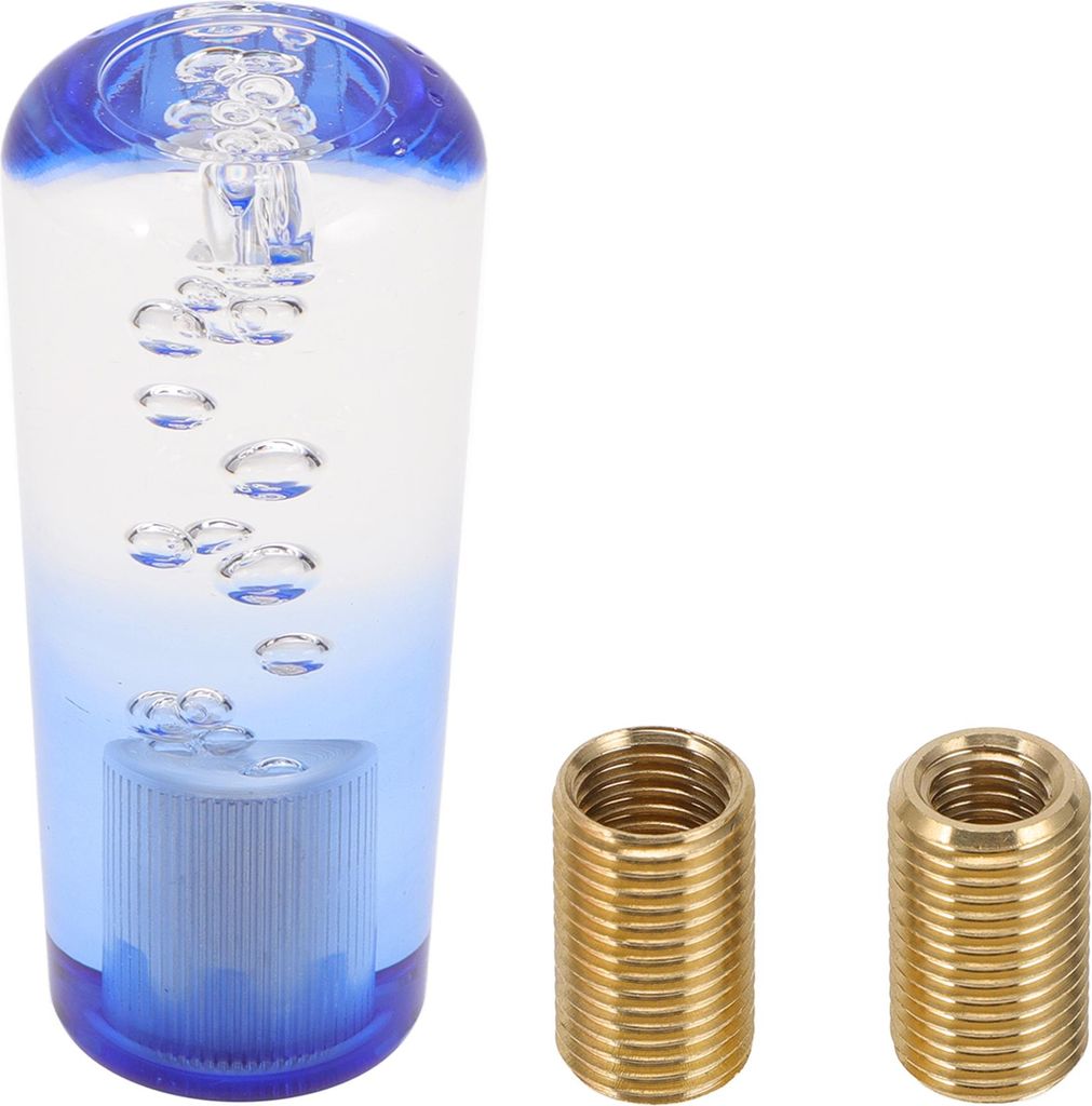 Runder Kristall-Schaltknauf, 10 cm Universal fš¹r Automatik- und Schaltgetriebe mit 2 Adaptern aus Acryl in Klarblau, 1 Set