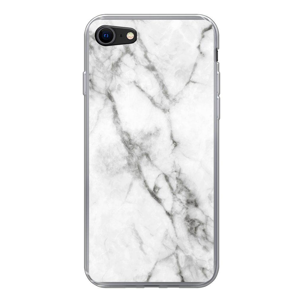 MuchoWow Handyhülle Schutzhülle Hülle für iPhone SE 2022 Marmor - Luxus - Weiß Silikon Softcase Handy Hülle - Schutzhülle
