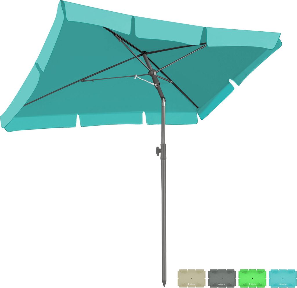 Grandekor Sonnenschirm Balkon Rechteckig 200 x 125 cm Türkis Rechteckiger Sonnenschirm mit Schutzhülle Neigungswinkel & Höhe verstellbar Balkons...