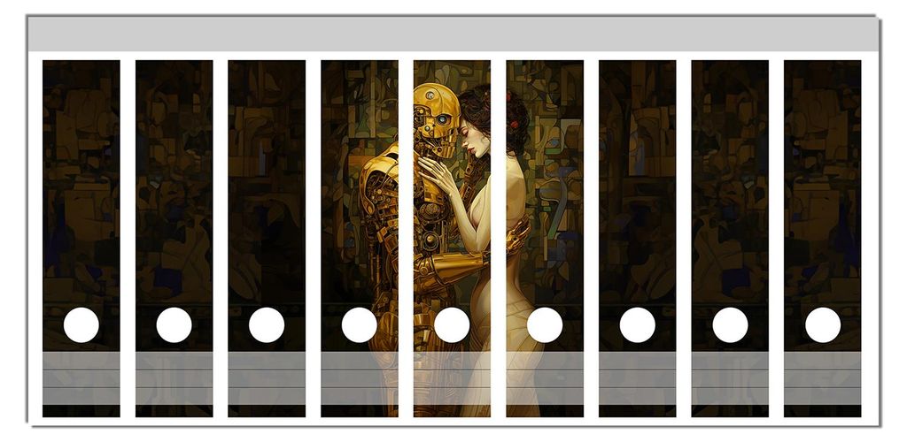 Wallario Ordnerrücken Sticker, selbstklebend für breite Ordner, 9 Stück, Motiv Umarmung der Gegensätze