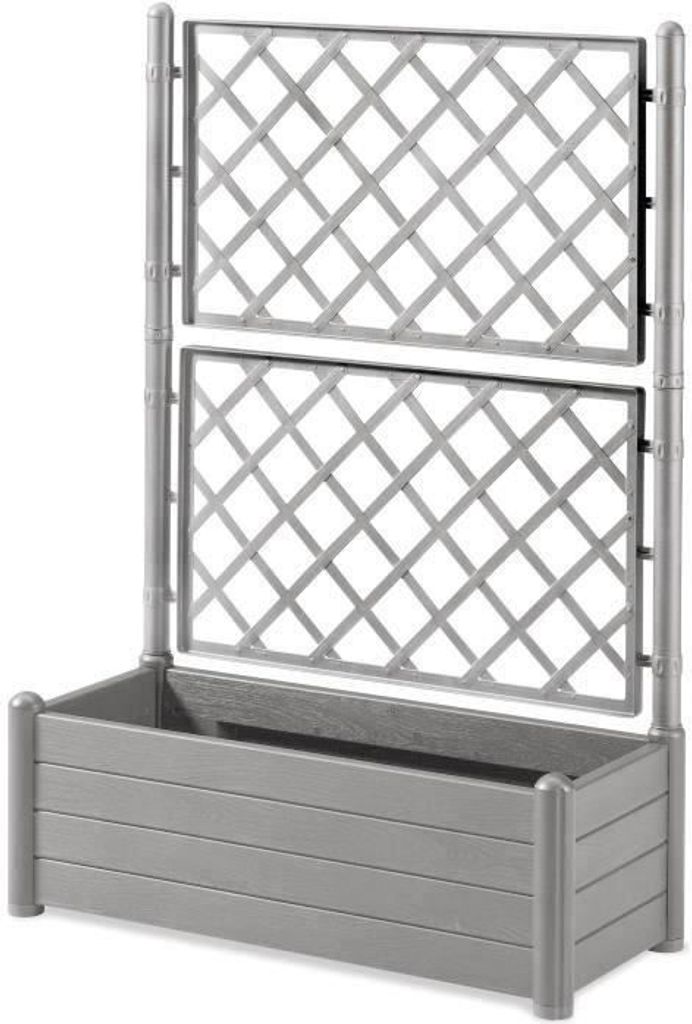 STEFANPLAST - Blumenkasten Italia - rechteckig mit Gitter steingrau