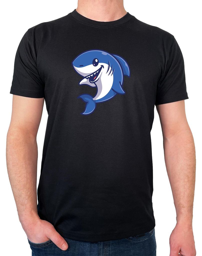 Huuraa Herren T-Shirt Hai Comic S Black Bio Baumwolle Fairtrade Herrenshirt Geschenkidee