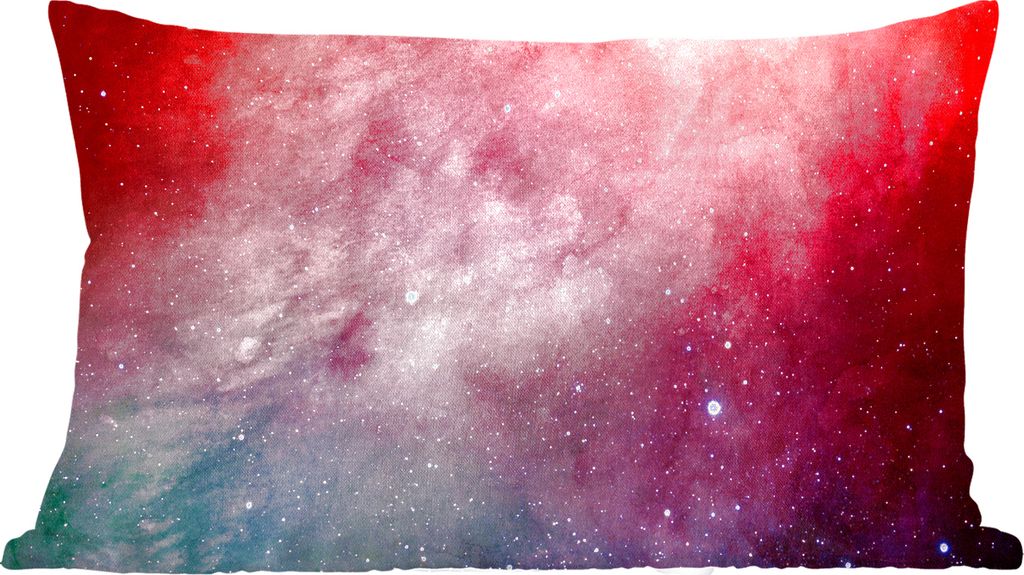 MuchoWow Zierkissen Sofakissen Wohnzimmer Dekokissen 50x30 cm Aquarell - Sterne - Rot - Wohnzimmerdekoration - Polster mit Photo