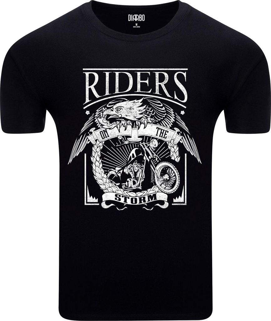 Diarbo Herren T-Shirt mit Motorliebhaber Druck „Riders on the Storm” Schwarz Gr.XXXL