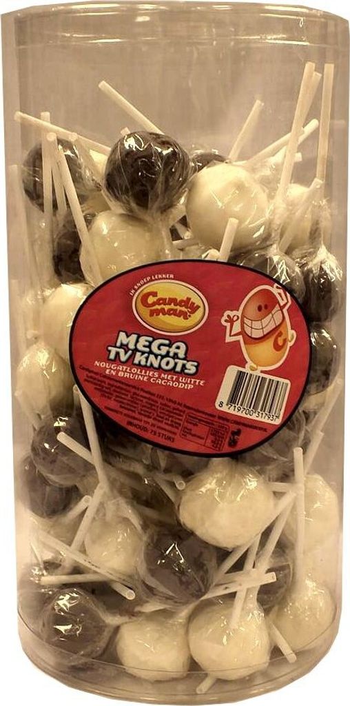 Candyman Mega TV Knots nougatlollies met witte en bruine Produktbild 