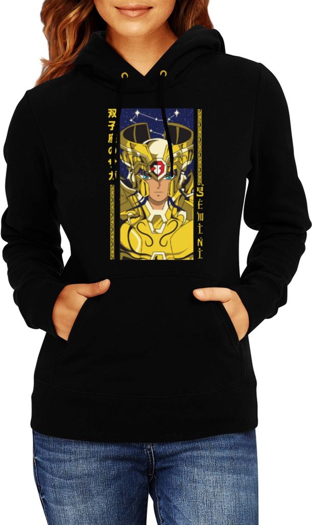 Damen Kapuzenpullover Japan Anime Manga Saint Anime Seiya Gemini Gemini, Lady S / Schwarz