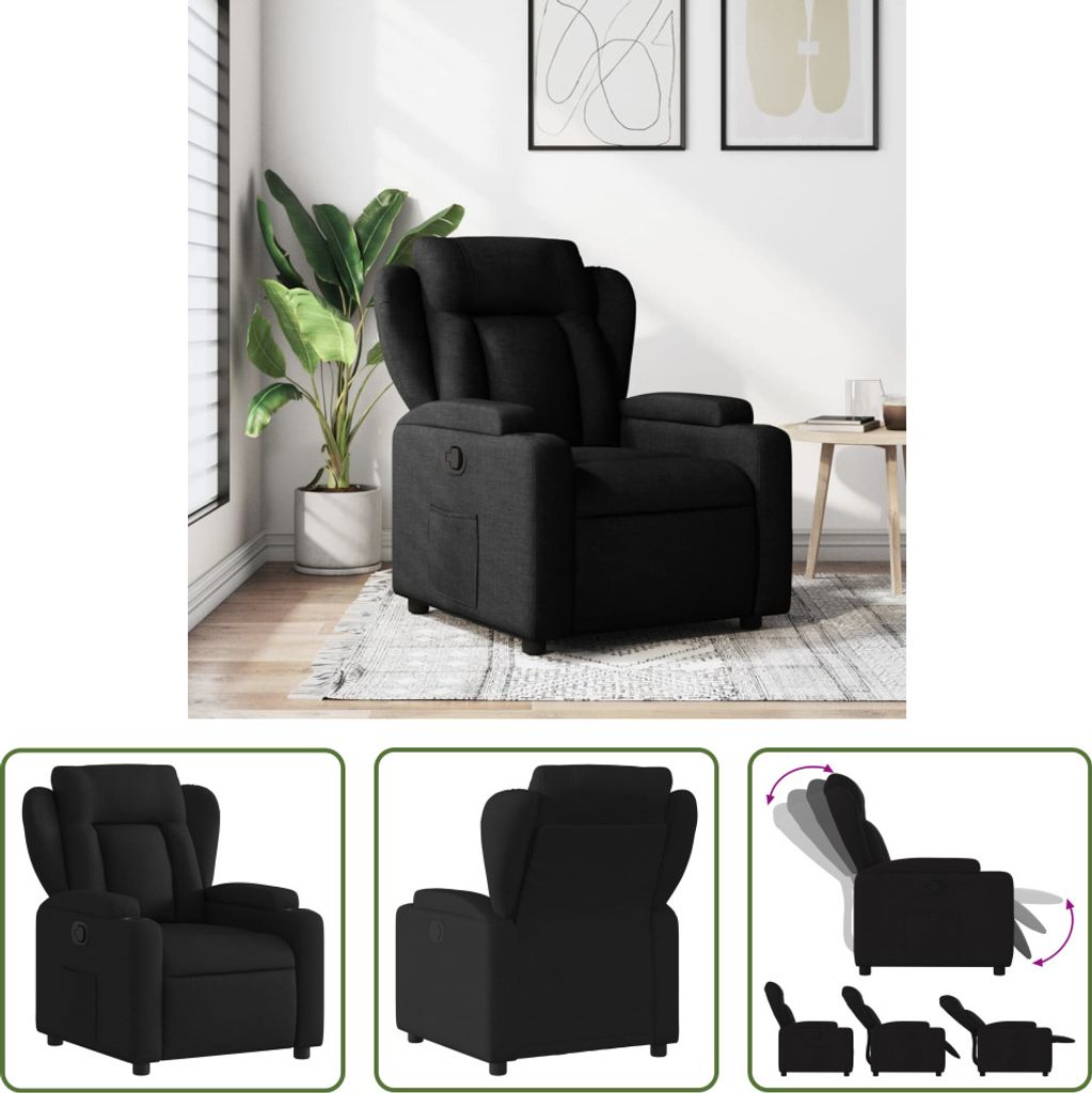 The Living Store Relaxsessel Schwarz Stoff